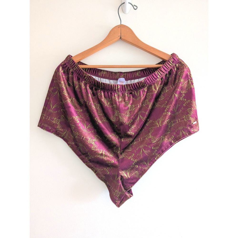 Savage X Fenty Psychedelic Velvet Sleep Shorts Purple Gold Swirl 1X Loungewear